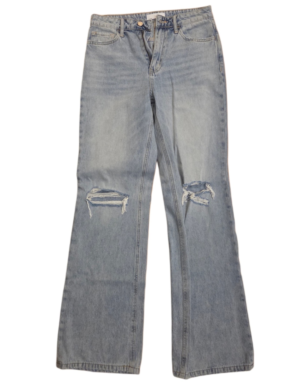 Vervet Light Blue Knee Ripped Flare Jeans for Women
